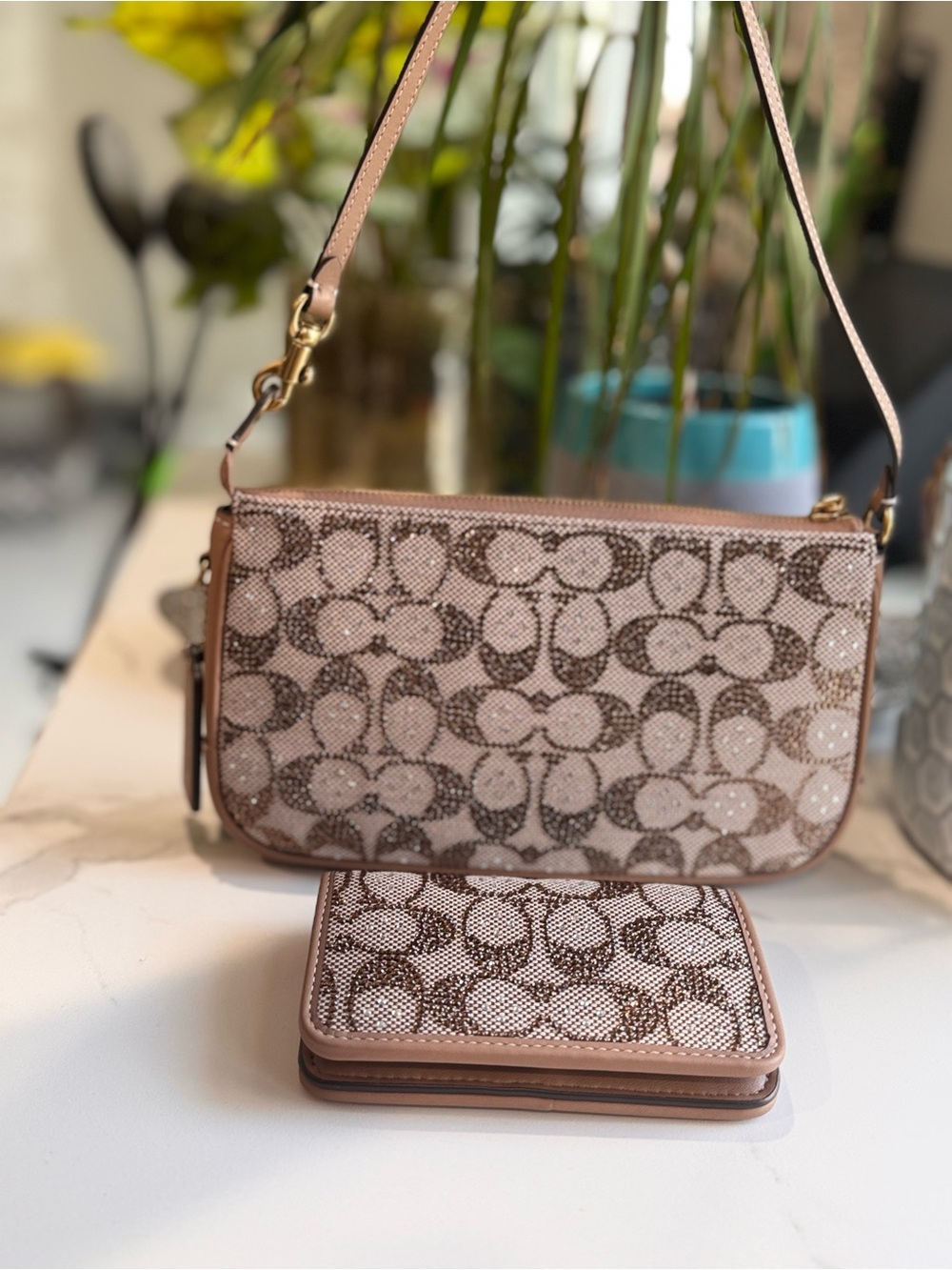 Coach Signature Crystal Plaza + Essential Card Case & Dust Bag